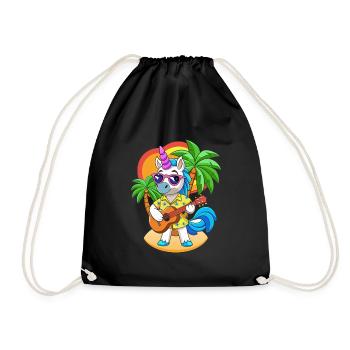 Lustige Einhorn Cartoon Sommer Strand Sonnenbrille - Turnbeutel - Schwarz - Vorne