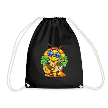 Lustige Biene Cartoon Sommer Strand Sonnenbrille Gitarre - Turnbeutel - Schwarz - Vorne
