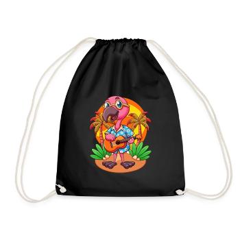 Funny Flamingo Cartoon Summer Beach Sunglasses - Drawstring Bag - black - Front