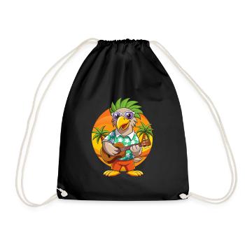 Lustige Adler Cartoon Sommer Strand Sonnenbrille Gitarre - Turnbeutel - Schwarz - Vorne