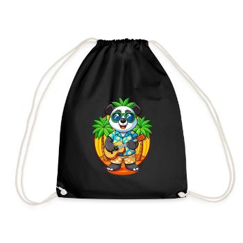 Lustige Panda Sommer Strand Sonnenbrille Hawaiianisch - Turnbeutel - Schwarz - Vorne