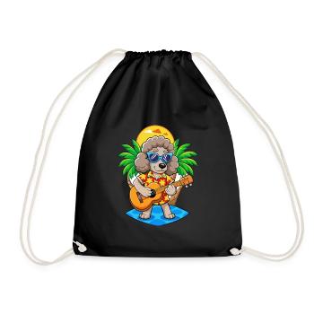 Lustige Pudel Hund Sommer Strand Sonnenbrille Hawaiianisch - Turnbeutel - Schwarz - Vorne