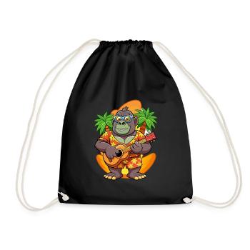 Funny Gorilla Summer Beach Sunglasses Hawaiian - Drawstring Bag - black - Front