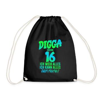 16e anniversaire Digga J’ai 16 ans Je peux tout faire - Sac de sport léger - noir - Devant