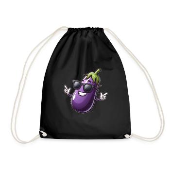 Coole Aubergine Sonnenbrille Sommer Gemüse - Turnbeutel - Schwarz - Vorne