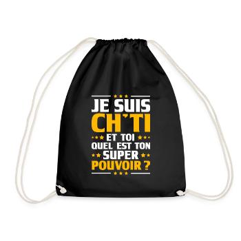 Ch'Ti Superpouvoir Citation Drôle Nordiste - Sac de sport léger - noir - Devant