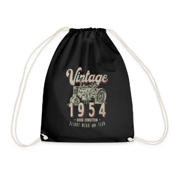 Vintage Tractor Farmer Birthday Born In 1954 - Drawstring Bag - black - Front