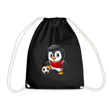 Niedlicher Pinguin Fußball Spieler Cartoon - Turnbeutel - Schwarz - Vorne