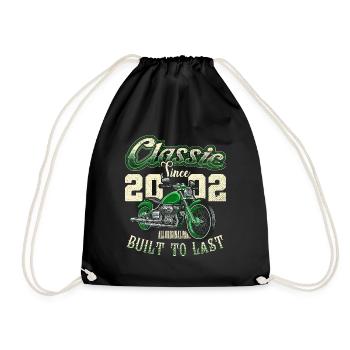 Motorcycle Bikers Motorbike Birthday Born In 2002 - Drawstring Bag - black - Front
