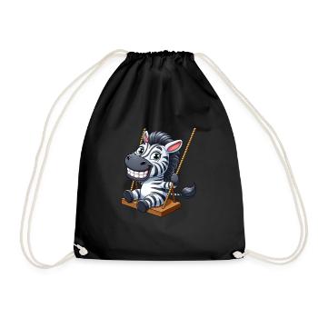 Sourire de dessin animé à bascule de zèbre mignon - Sac de sport léger - noir - Devant