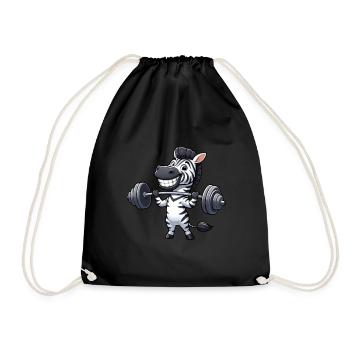 Zebra Hantel Gewichtheber Workout Barbell Stark - Turnbeutel - Schwarz - Vorne