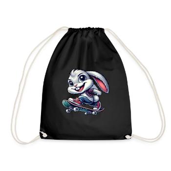 Lapin Blanc Skateboard Skateboarder Drôle - Sac de sport léger - noir - Devant