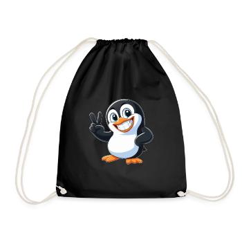 Dessin animé pingouin mignon avec des dents Joie Paix - Sac de sport léger - noir - Devant