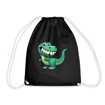 Mignon dessin animé T-Rex timide sourire - Sac de sport léger - noir - Devant