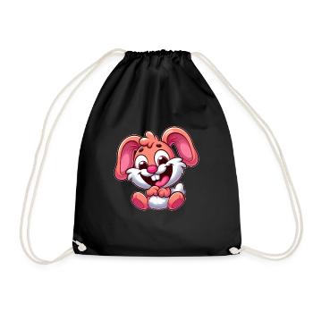 Süßer Hase Kaninchen Bunny Cartoon Rosa Pink - Turnbeutel - Schwarz - Vorne
