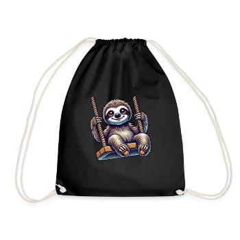 mignon paresseux balançoire dessin animé aire de jeux animal - Sac de sport léger - noir - Devant