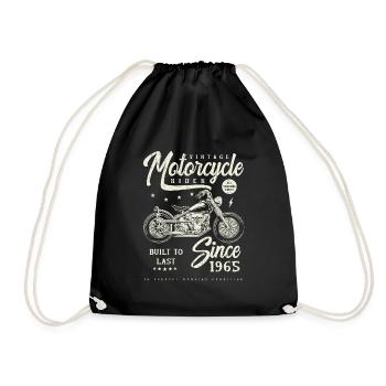 Vintage Motorcycle Bikers Motorbike Birthday 1965 - Drawstring Bag - black - Front