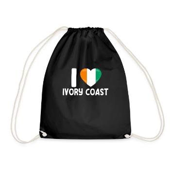 I love Côte d'Ivoire - Drawstring Bag - black - Front