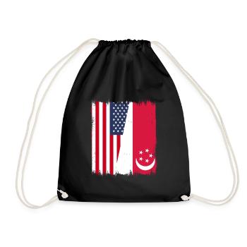 Singapore American flag - Drawstring Bag - black - Front