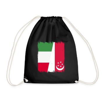 Singapore Italy - Drawstring Bag - black - Front