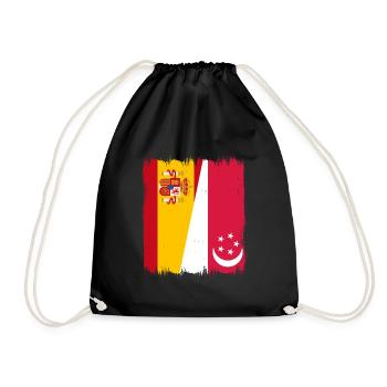 Spanien Singapur Fahne - Turnbeutel - Schwarz - Vorne