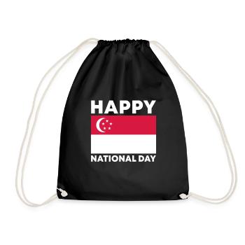 Singapur Nationalfeiertag - Turnbeutel - Schwarz - Vorne