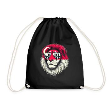 Singapore Lion - Drawstring Bag - black - Front