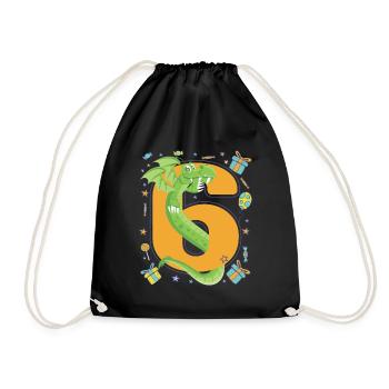 6th Birthday - Drawstring Bag - black - Front