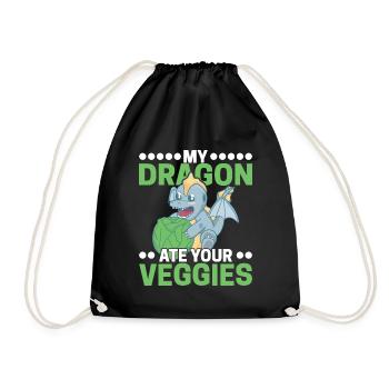 My dragon ate your veggies - Drawstring Bag - black - Front