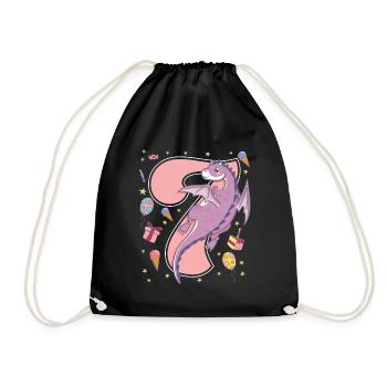 7th Birthday - Drawstring Bag - black - Front