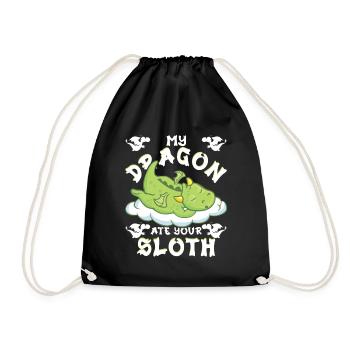 my dragon ate your sloth - Drawstring Bag - black - Front