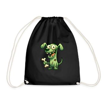 Halloween Hund lustig Zombie Cartoon - Turnbeutel - Schwarz - Vorne