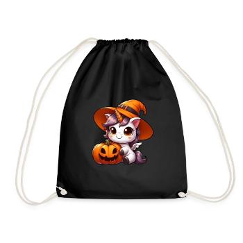 Skurriles Halloween Einhorn Dinosaurier mit - Turnbeutel - Schwarz - Vorne