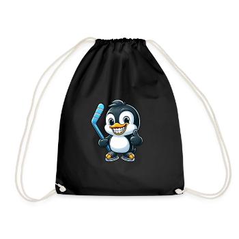 Pinguin Eishockeyspieler lustiges Eishockey Design - Turnbeutel - Schwarz - Vorne
