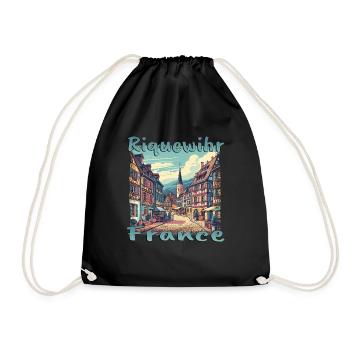 Riquewihr Old Town Walking Tour France Mountains - Drawstring Bag - black - Front