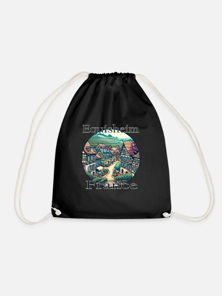 France, Eguisheim, Vieille ville, Montagnes, Paysage - Sac de sport léger - noir