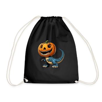 Halloween T-Rex Dinosaur Funny Whimsical Comic - Drawstring Bag - black - Front
