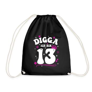 Girl 13th Birthday Girl Digga I'm 13 - Drawstring Bag - black - Front