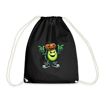 Halloween Avocado Monster Pumpkin Cartoon - Drawstring Bag - black - Front