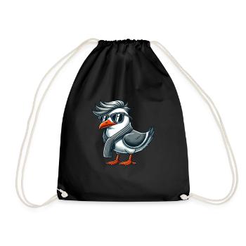 Kühle Möwe Sonnenbrille Sommer Nordsee Ostsee - Turnbeutel - Schwarz - Vorne