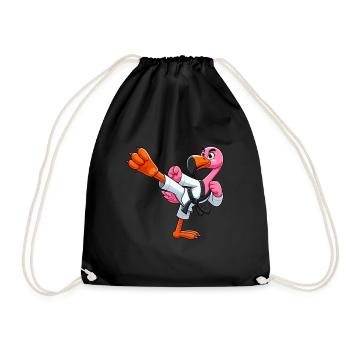 Flamingo Karate Black Belt Martial Arts - Drawstring Bag - black - Front