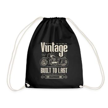 Vintage Motorcycle Bikers Motorbike Birthday 2002 - Drawstring Bag - black - Front