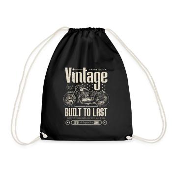 Vintage Motorcycle Bikers Motorbike Birthday 2006 - Drawstring Bag - black - Front