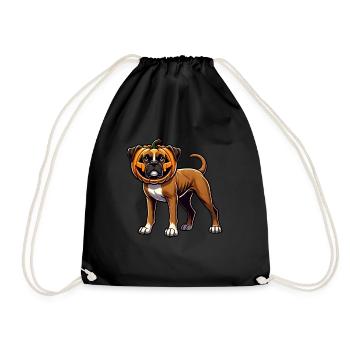 Mignon Halloween Boxer Chien Dessin animé Citrouille - Sac de sport léger - noir - Devant