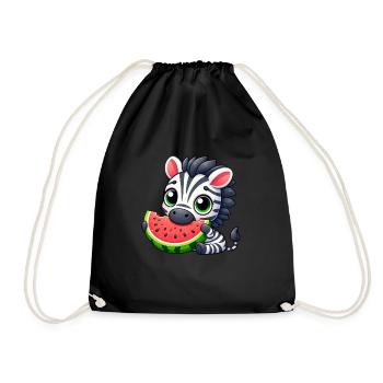 Zebra Melon Cartoon Watermelon Summer - Drawstring Bag - black - Front