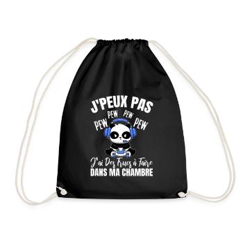 Humour Chambre Jeu Vidéo Panda - Sac de sport léger - noir - Devant