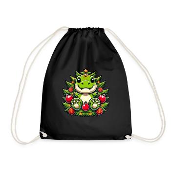 Mignon T-Rex Arbre de Noël Père Noël Dino - Sac de sport léger - noir - Devant