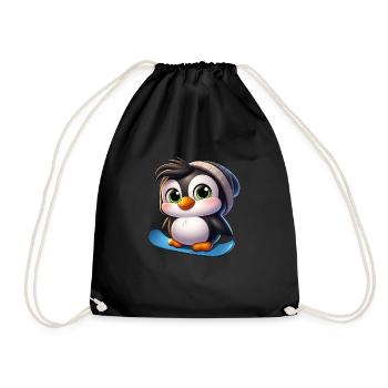Lustiger Pinguin Snowboard Abenteurer - Turnbeutel - Schwarz - Vorne