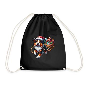 Chien de Noël mignon berger australien - Sac de sport léger - noir - Devant