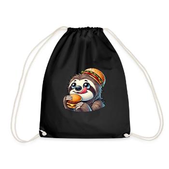 mignon paresseux burger dessin animé restauration rapide - Sac de sport léger - noir - Devant